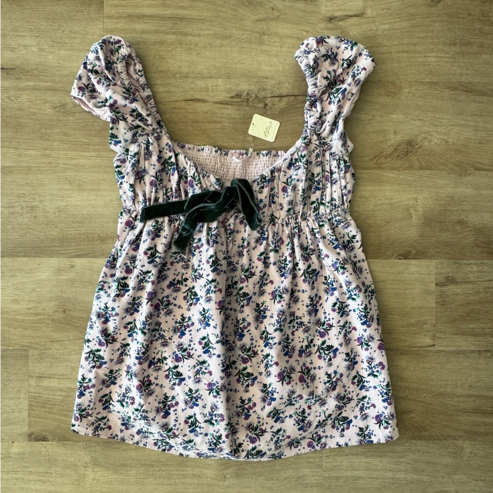 Free People Gaia Printed Tunic Floral Corduroy sz L - Picture 3 of 9